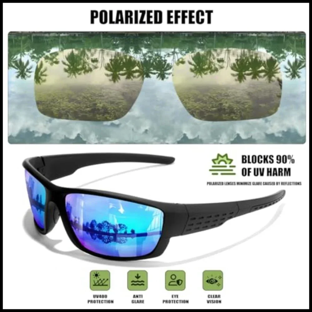 Polarized Sports Sunglasses UV400 Protection Lightweight Wrap Around Goggles